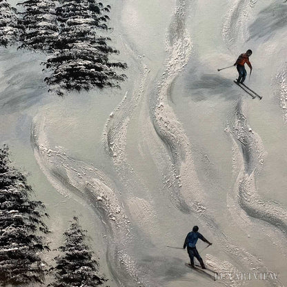 BUYARTVIEW Snow Dance – Minimalist Winter Sports Scene Oil Painting - image 3