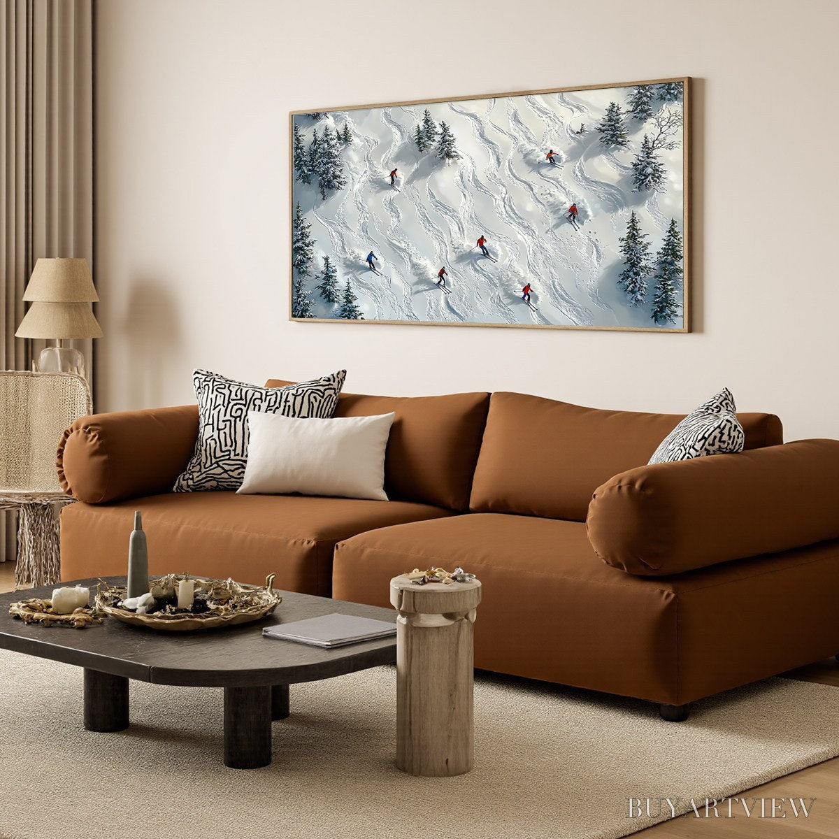 BUYARTVIEW Snow Dance – Minimalist Winter Sports Scene Oil Painting - image 4