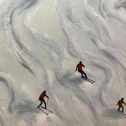 BUYARTVIEW Snow Dance – Minimalist Winter Sports Scene Oil Painting - image 5