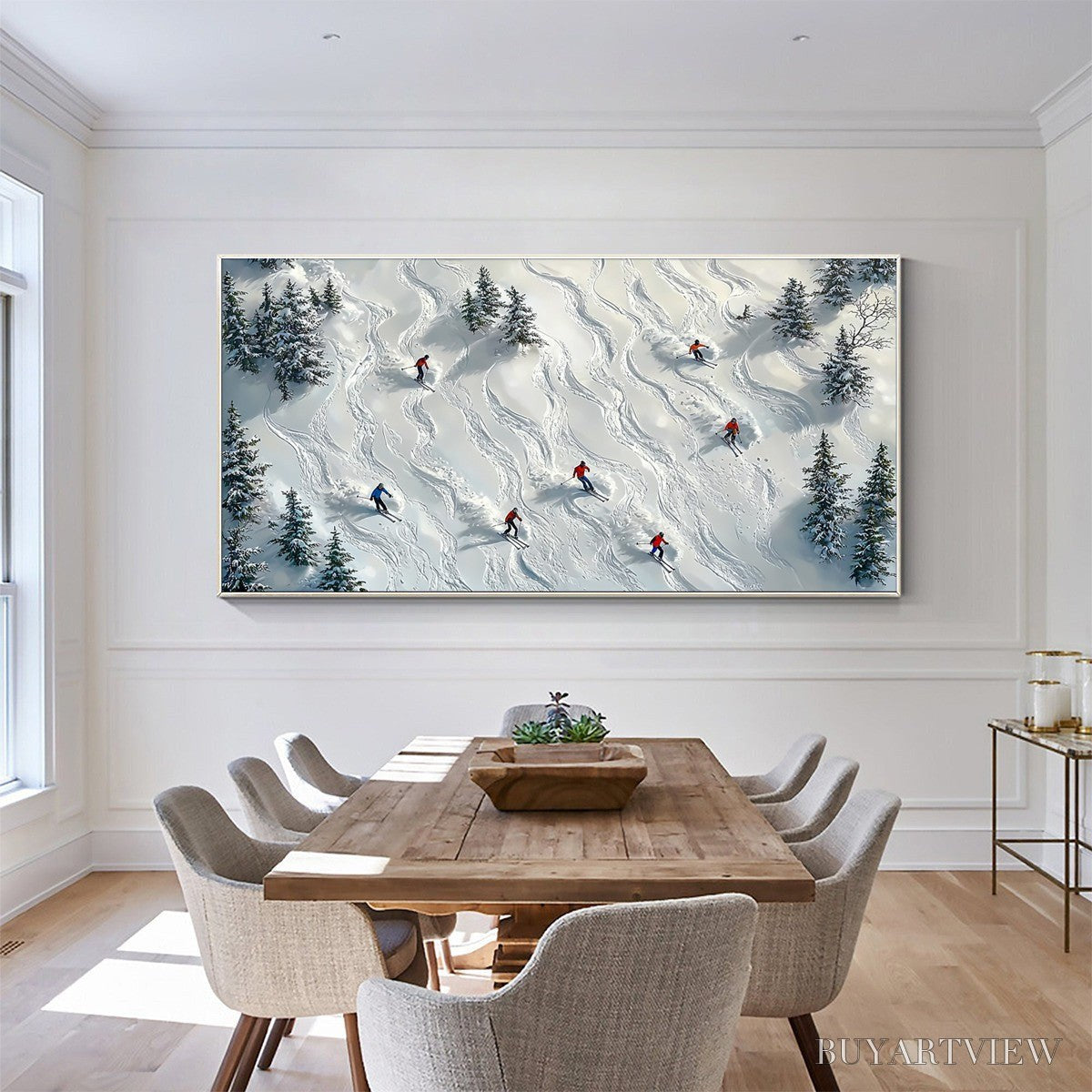 BUYARTVIEW Snow Dance – Minimalist Winter Sports Scene Oil Painting - image 6