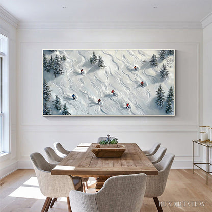 BUYARTVIEW Snow Dance – Minimalist Winter Sports Scene Oil Painting - image 6