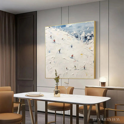 BUYARTVIEW Winter'S Dance – Impressionistic Skiing Painting on Square Canvas - image 2