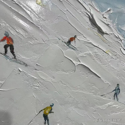 BUYARTVIEW Winter'S Dance – Impressionistic Skiing Painting on Square Canvas - image 5