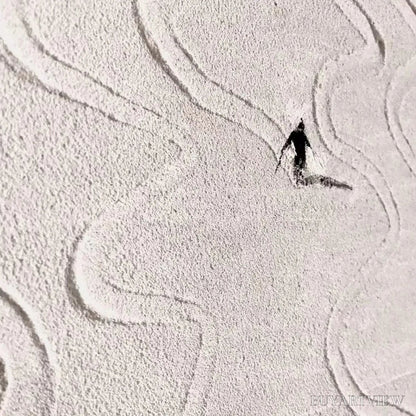 BUYARTVIEW Snow Dance – Minimalist Skiing Painting on Textured Square Canvas - image 3