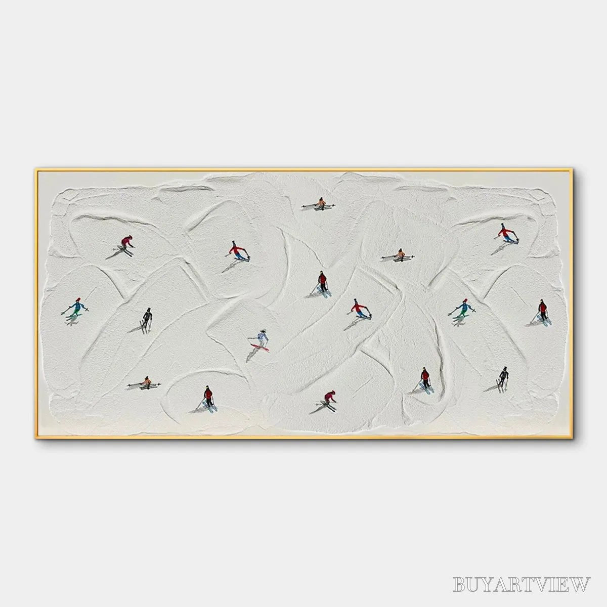 BUYARTVIEW Winter Rhapsody – Minimalist Skiing Painting on Textured Canvas - image 1
