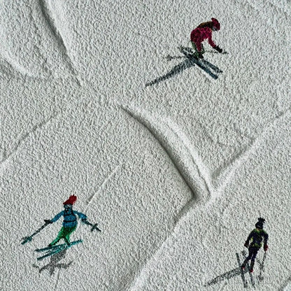 BUYARTVIEW Winter Rhapsody – Minimalist Skiing Painting on Textured Canvas - image 3