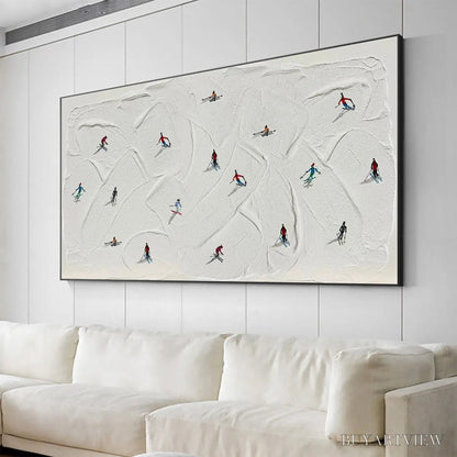 BUYARTVIEW Winter Rhapsody – Minimalist Skiing Painting on Textured Canvas - image 6