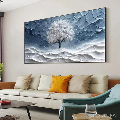 BUYARTVIEW Winter'S Embrace – Textured Winter Landscape Painting, Impasto , Horizontal Canvas, Tree Art - image 4