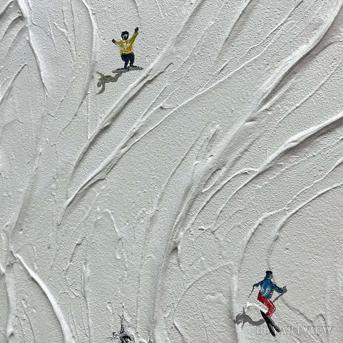 BUYARTVIEW Snowy Carve – Textured White Skiing Landscape Painting - image 3