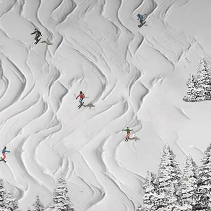 BUYARTVIEW Snowy Carve – Textured White Skiing Landscape Painting - image 4