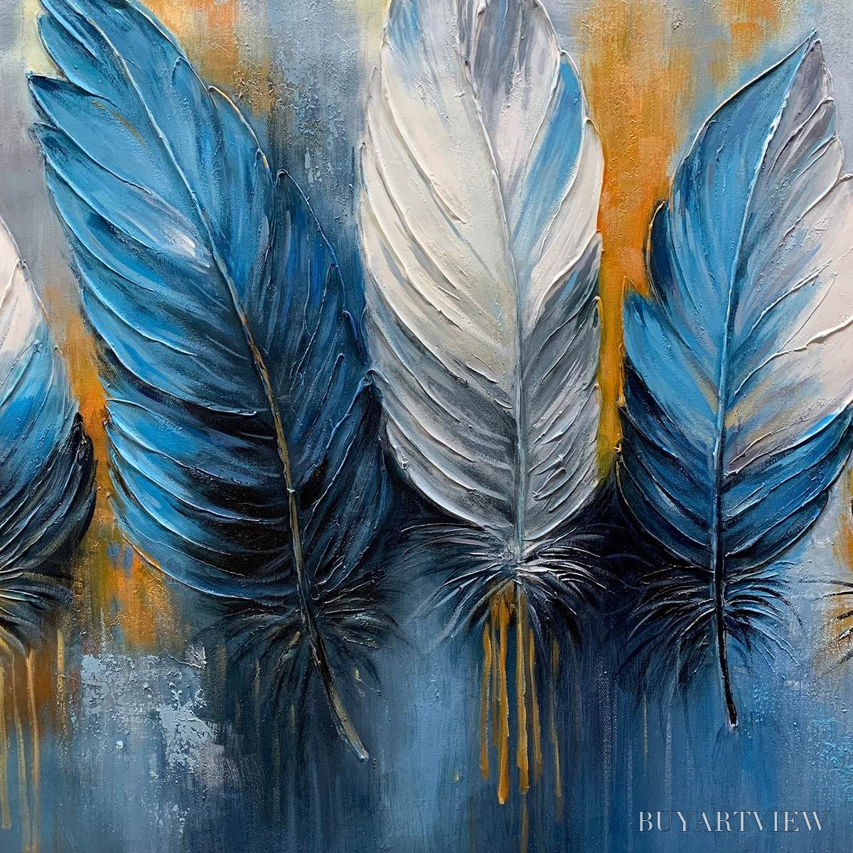 BUYARTVIEW Ethereal Feathers – Textured Still Life Oil Painting - image 3