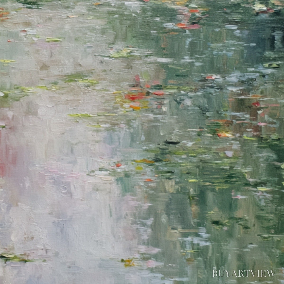 BUYARTVIEW Lily Pond Reverie – Square Impressionist Water Lily Pond Oil Painting - image 3