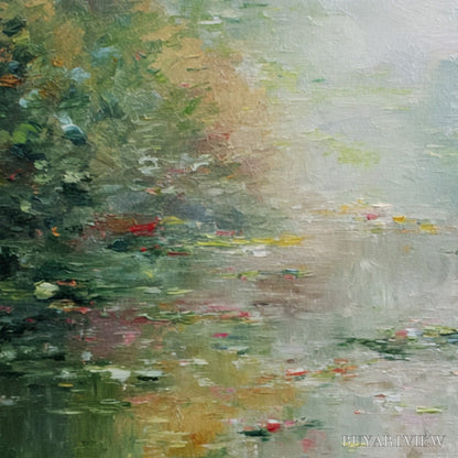 BUYARTVIEW Lily Pond Reverie – Square Impressionist Water Lily Pond Oil Painting - image 5