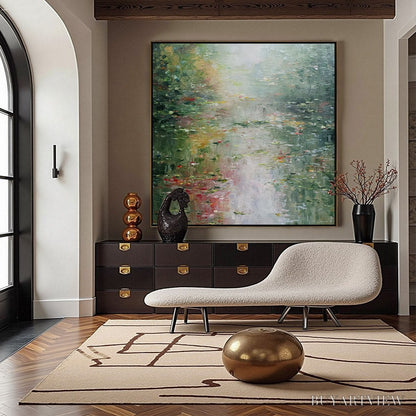 BUYARTVIEW Lily Pond Reverie – Square Impressionist Water Lily Pond Oil Painting - image 6