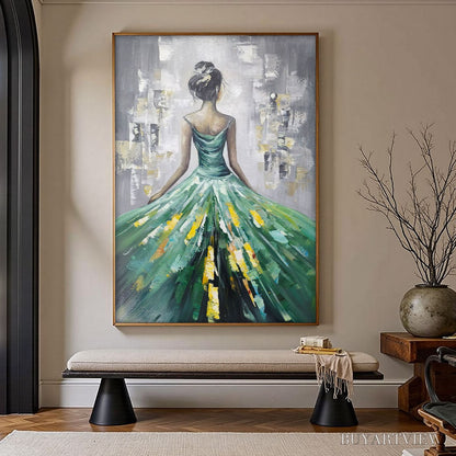 BUYARTVIEW Ready to Ship | Emerald Grace – Elegant Green Dress Art - image 1