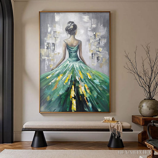 BUYARTVIEW Ready to Ship | Emerald Grace – Elegant Green Dress Art - image 1