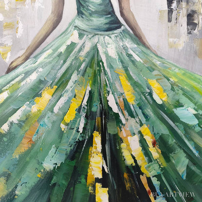 BUYARTVIEW Ready to Ship | Emerald Grace – Elegant Green Dress Art - image 2