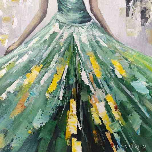 BUYARTVIEW Ready to Ship | Emerald Grace – Elegant Green Dress Art - image 2