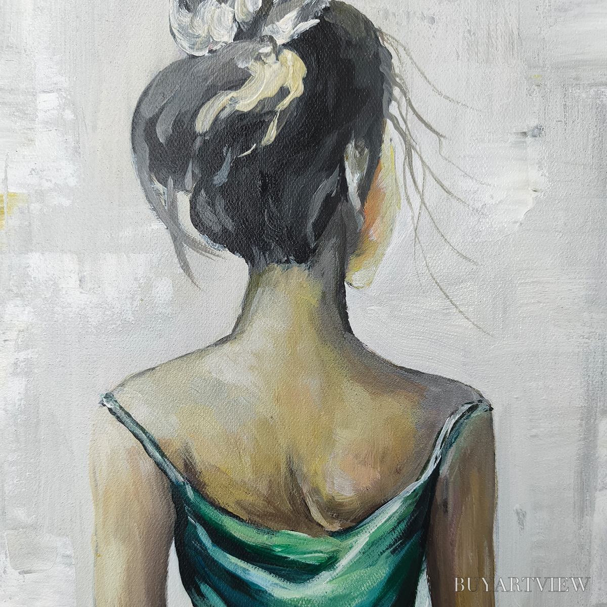 BUYARTVIEW Ready to Ship | Emerald Grace – Elegant Green Dress Art - image 4