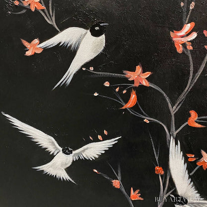 BUYARTVIEW Dancing in the Dark – Beaded Birds and Blossoms Artwork - image 3