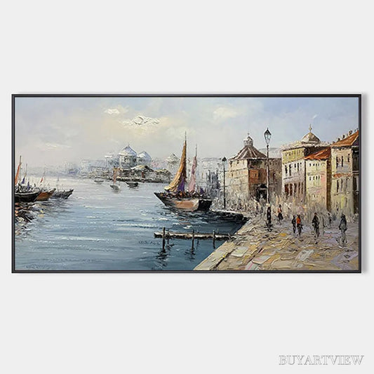 BUYARTVIEW Venetian Serenade – Panoramic Cityscape Oil Painting of Venice - image 1