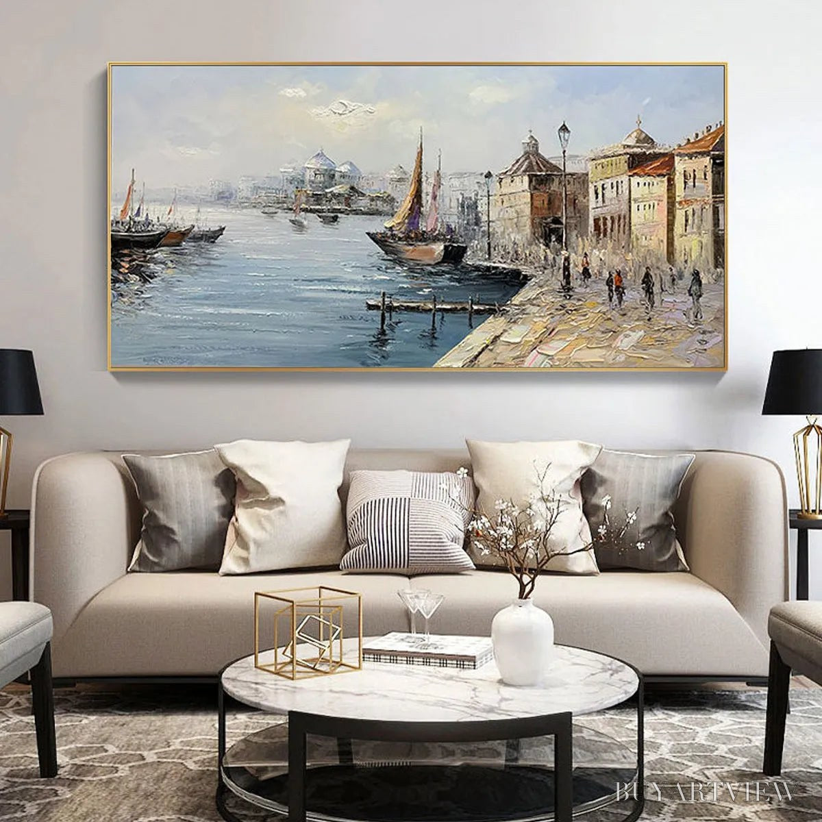 BUYARTVIEW Venetian Serenade – Panoramic Cityscape Oil Painting of Venice - image 6