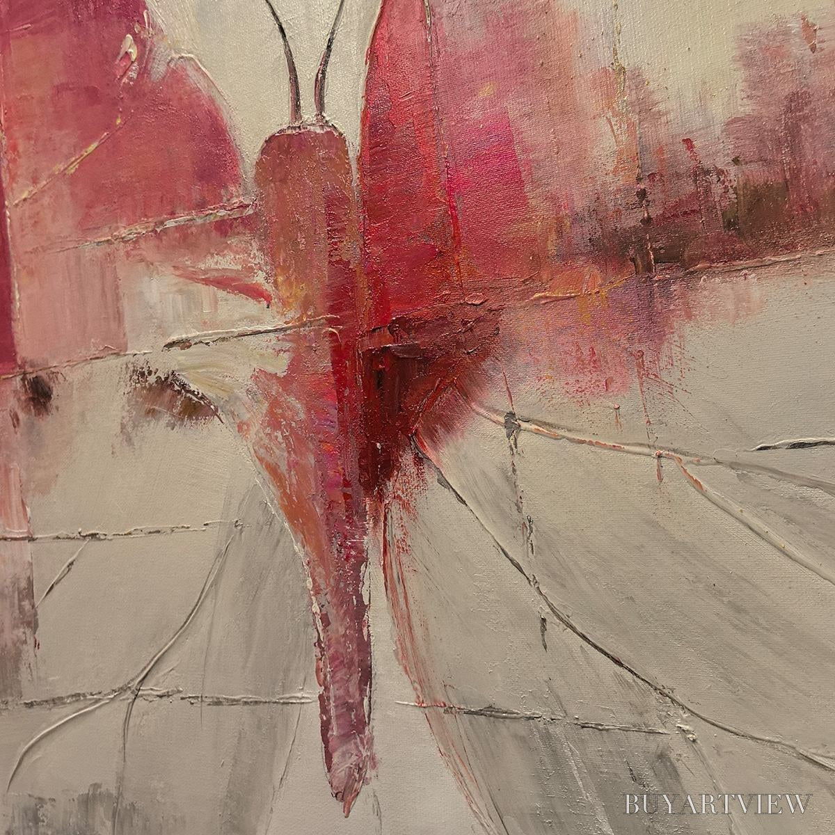 BUYARTVIEW Golden Butterfly – Butterfly Painting, Gold and Pink , Square Canvas Art, Bedroom Decor - image 6