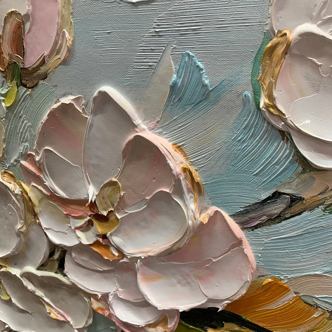 BLOSSOM SERENADE: Textured Impasto Floral Oil Painting