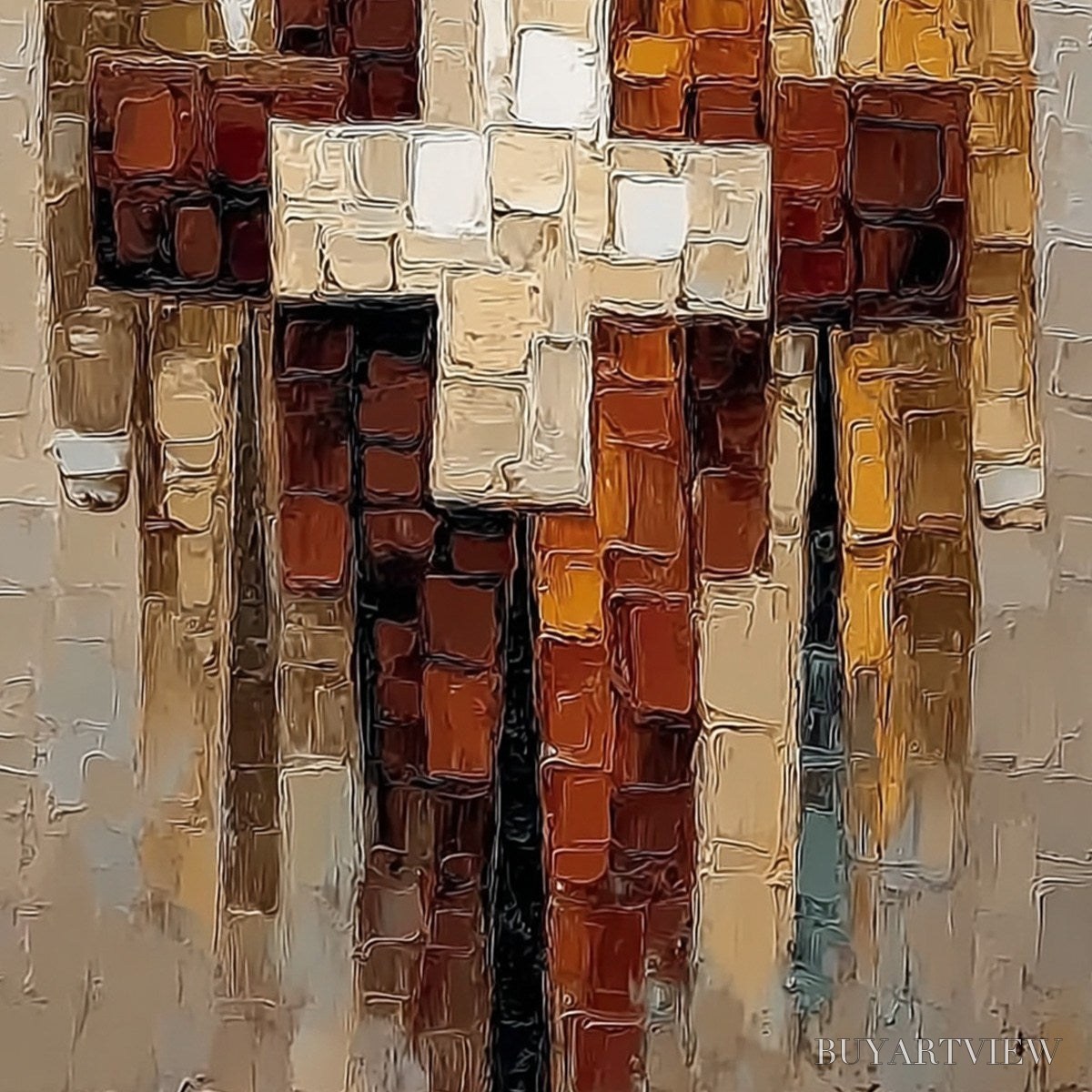 BUYARTVIEW the Triad – Textured Impasto Painting of Abstract Figures - image 5