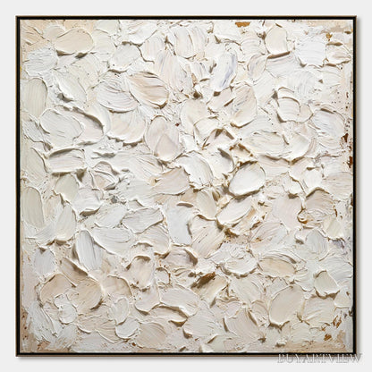 BUYARTVIEW Alabaster Petals – Textured Wabi Sabi Abstract Impasto Painting - image 1