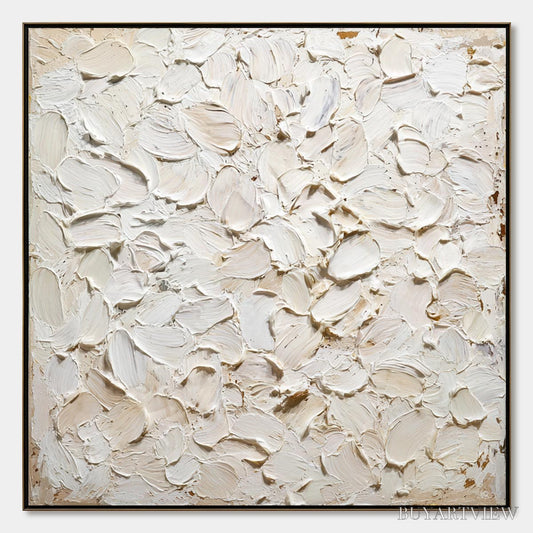 BUYARTVIEW Alabaster Petals – Textured Wabi Sabi Abstract Impasto Painting - image 1