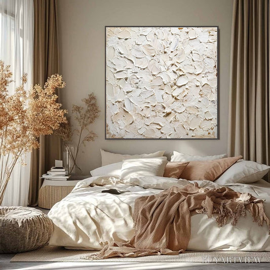 BUYARTVIEW Alabaster Petals – Textured Wabi Sabi Abstract Impasto Painting - image 2