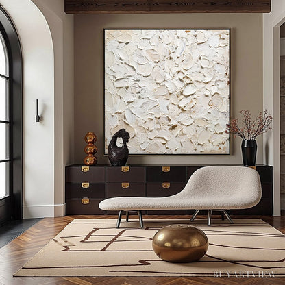 BUYARTVIEW Alabaster Petals – Textured Wabi Sabi Abstract Impasto Painting - image 4