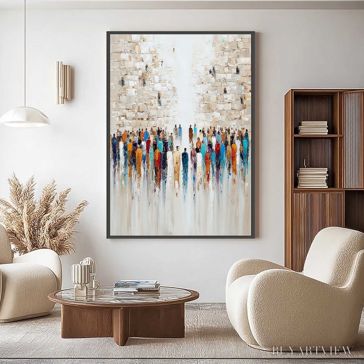 BUYARTVIEW Echoes of Faith – Textured Abstract Painting of a Spiritual Gathering - image 2