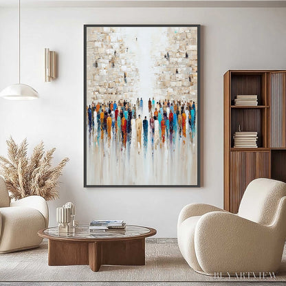 BUYARTVIEW Echoes of Faith – Textured Abstract Painting of a Spiritual Gathering - image 2
