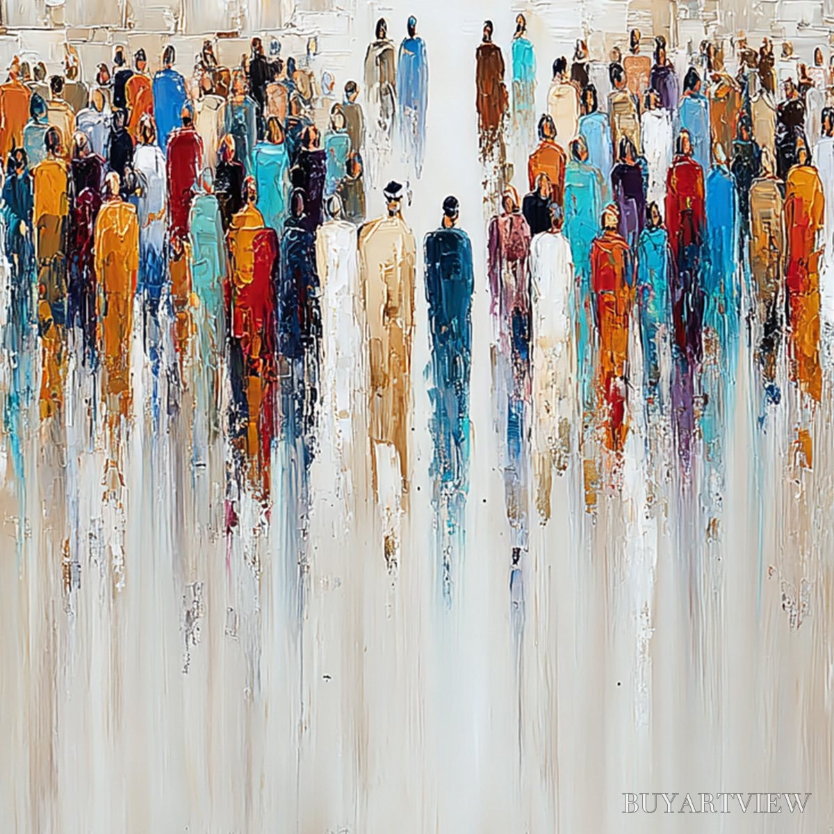 BUYARTVIEW Echoes of Faith – Textured Abstract Painting of a Spiritual Gathering - image 3