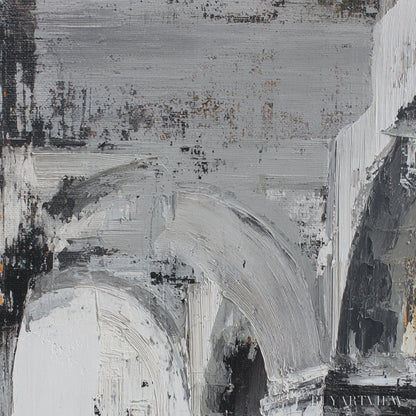BUYARTVIEW Echoes of the Arcade – Monochrome Abstract Architectural Painting - image 5