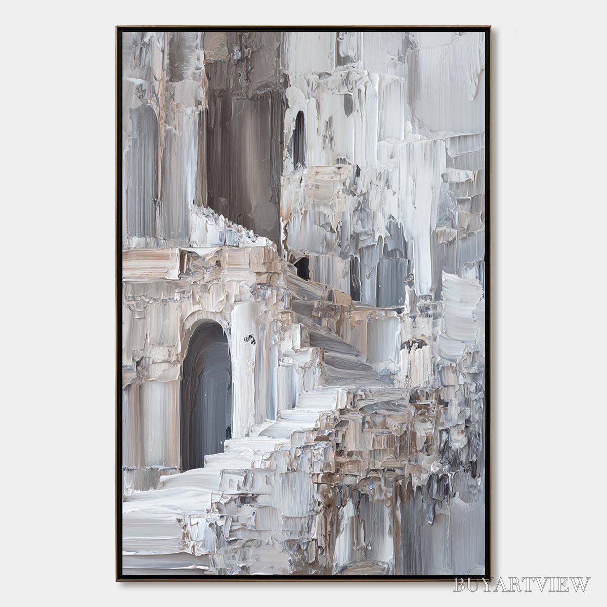 BUYARTVIEW Echoes of Stone – Textured Impasto Architectural Painting - image 1
