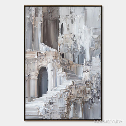 BUYARTVIEW Echoes of Stone – Textured Impasto Architectural Painting - image 1