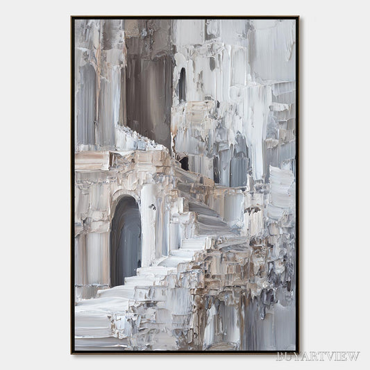 BUYARTVIEW Echoes of Stone – Textured Impasto Architectural Painting - image 1