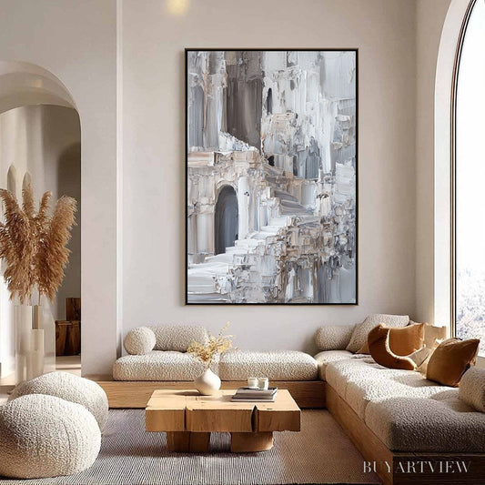 BUYARTVIEW Echoes of Stone – Textured Impasto Architectural Painting - image 2