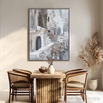 BUYARTVIEW Echoes of Stone – Textured Impasto Architectural Painting - image 4