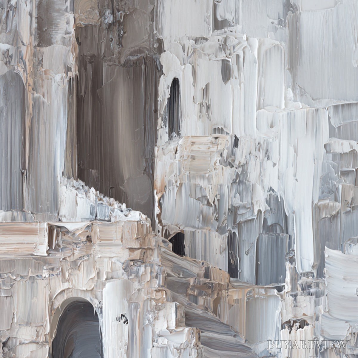 BUYARTVIEW Echoes of Stone – Textured Impasto Architectural Painting - image 5