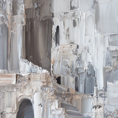 BUYARTVIEW Echoes of Stone – Textured Impasto Architectural Painting - image 5