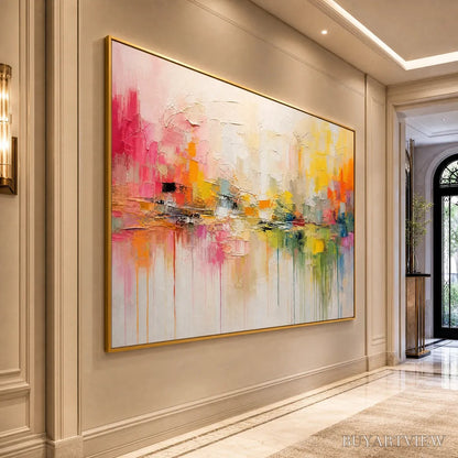 BUYARTVIEW First Light – Colorful Textured Abstract Cityscape Reflection Oil Painting - image 5