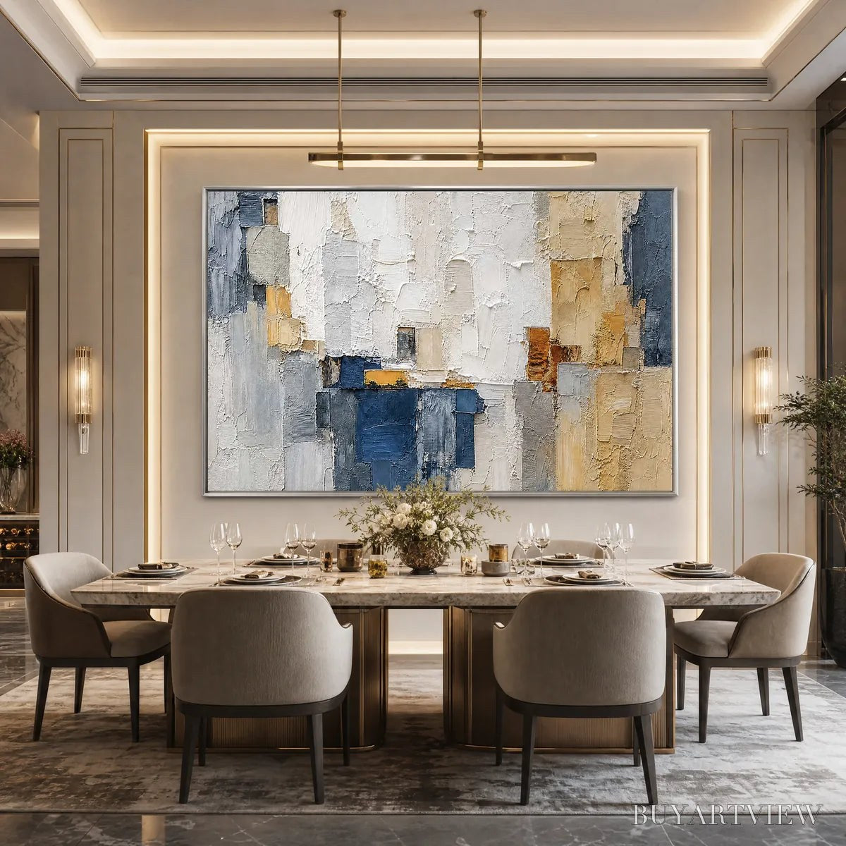 BUYARTVIEW Metropolis – Textured Abstract Cityscape Impasto Painting - image 6