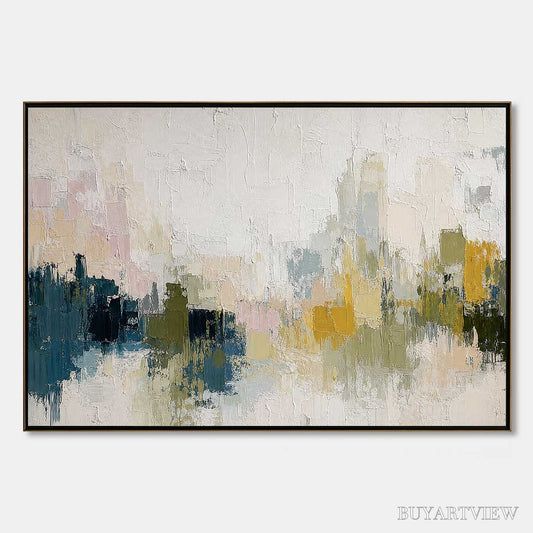 BUYARTVIEW Dawn'S Embrace – Textured Impasto Abstract Cityscape Painting - image 1