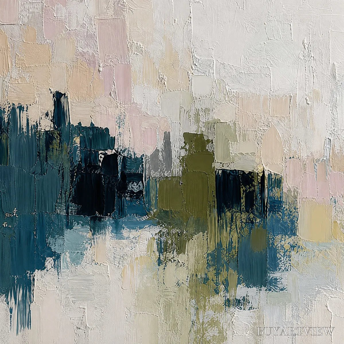 BUYARTVIEW Dawn'S Embrace – Textured Impasto Abstract Cityscape Painting - image 3