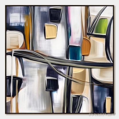 BUYARTVIEW Junction – Modern Abstract Textured Square Painting - image 1
