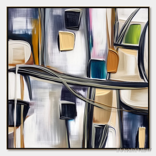 BUYARTVIEW Junction – Modern Abstract Textured Square Painting - image 1